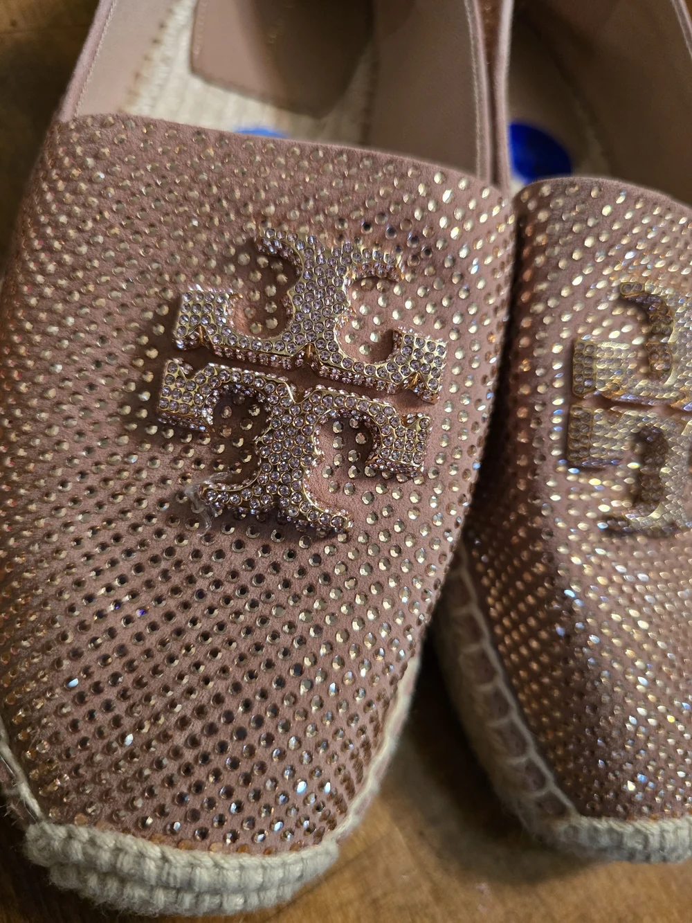 Tory Burch Gold Espadrille Flats with Logo Detail